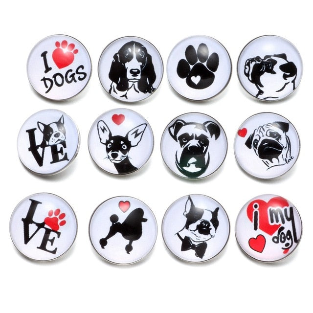 12-Pack "I Love Dogs" Pins